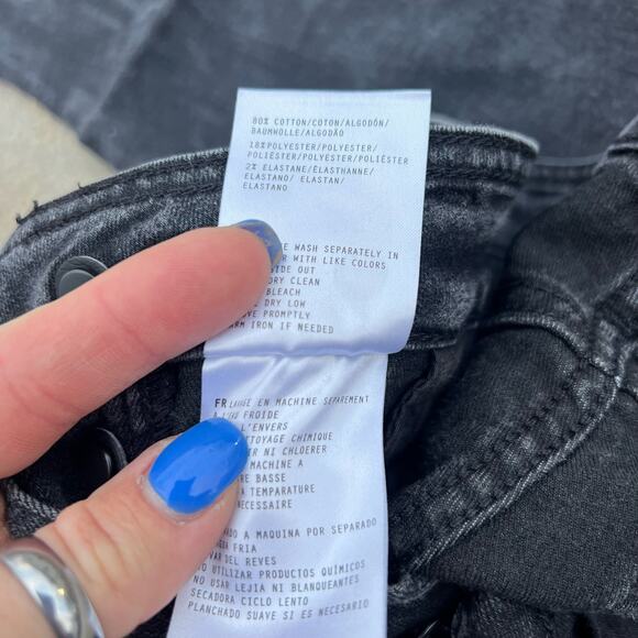 Miss Me Black High Rise Flare Jeans Frayed Hem Button Fly 29x34 - Picture 6 of 7